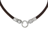 DRACO WOLF HEADS Dark Brown Braided Mens Leather Necklace by Bico Australia