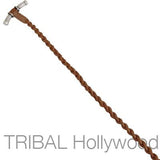BROWN BRAIDED ROPE Hand Woven Waxed Cotton Cord Necklace by Bico Australia Close-up
