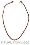 BROWN BRAIDED ROPE Hand Woven Waxed Cotton Cord Necklace by Bico Australia Full View