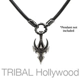 BLACK LEATHER NECKLACE with Gunmetal Warrior Metalwork