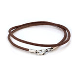 DARK BROWN LEATHER NECKLACE Plain Medium Width