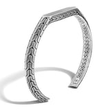 John Hardy Mens Tiga Cuff Flat Paned Sterling Silver Bracelet - Side View