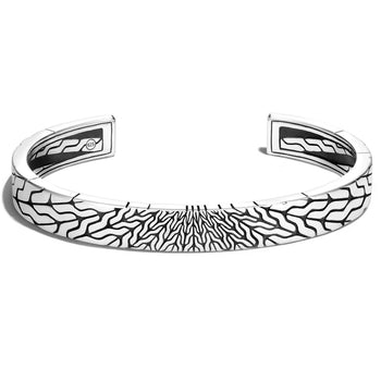 John Hardy Mens Radial Design Sun Rays Cuff Bracelet in Sterling Silver