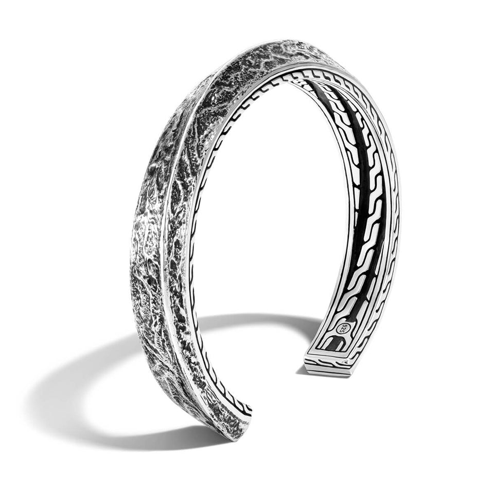 Designer Silver Cuff Bracelet with Texturing