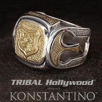 Konstantino ANCIENT WARRIOR SHIELD Silver and Bronze Mens Ring