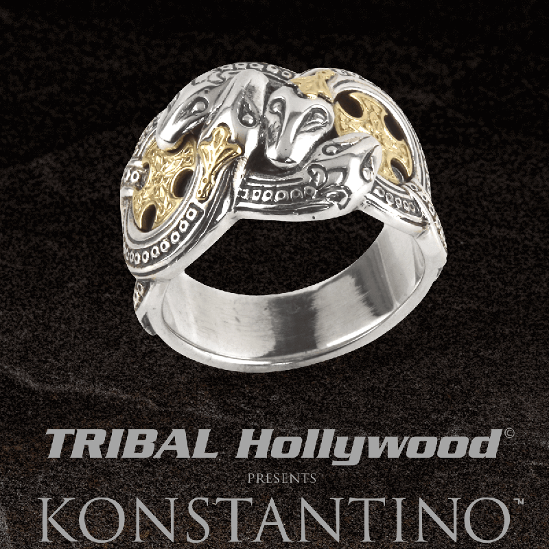 Konstantino FOUR SERPENTS RING 18k Gold and Silver Snakes Ring for Men