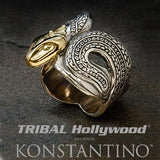 Konstantino 18K GOLD SERPENT HEAD Sterling Silver Mens Ring