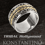 Konstantino INFINITY RING Sterling Silver and 18k Gold Band Mens Ring