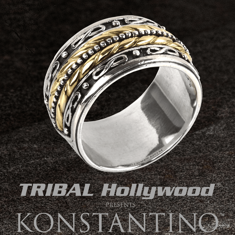 Konstantino INFINITY RING Sterling Silver and 18k Gold Band Mens Ring