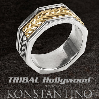 Konstantino GOLD WHEAT RING Sterling Silver and 18k Gold Thin Band Ring