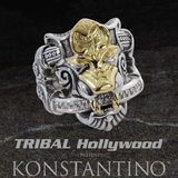 Konstantino ARMORED LION Mens Ring with 18k Gold and Diamonds