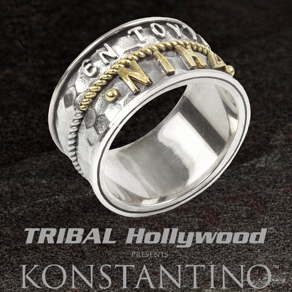 Konstantino GREEK CONQUEROR RING for Men with Ancient Glyphs