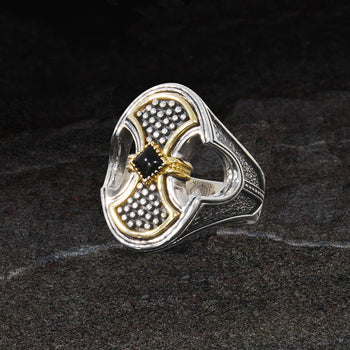 Konstantino GLADIATOR SHIELD RING for Men in 18k Gold and Silver