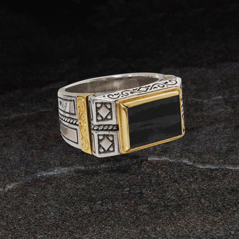 Konstantino FERRITE RING Silver and 18k Gold Mens Ring
