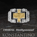 Konstantino ANCIENT GOLD CROSS RING Sterling Silver Mens Ring