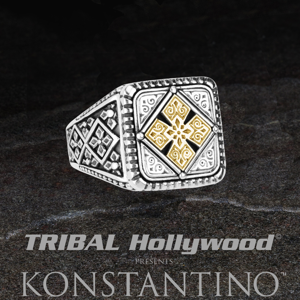 Konstantino FLEURY SPEAR CROSS Ring for Men in Silver and 18k Gold