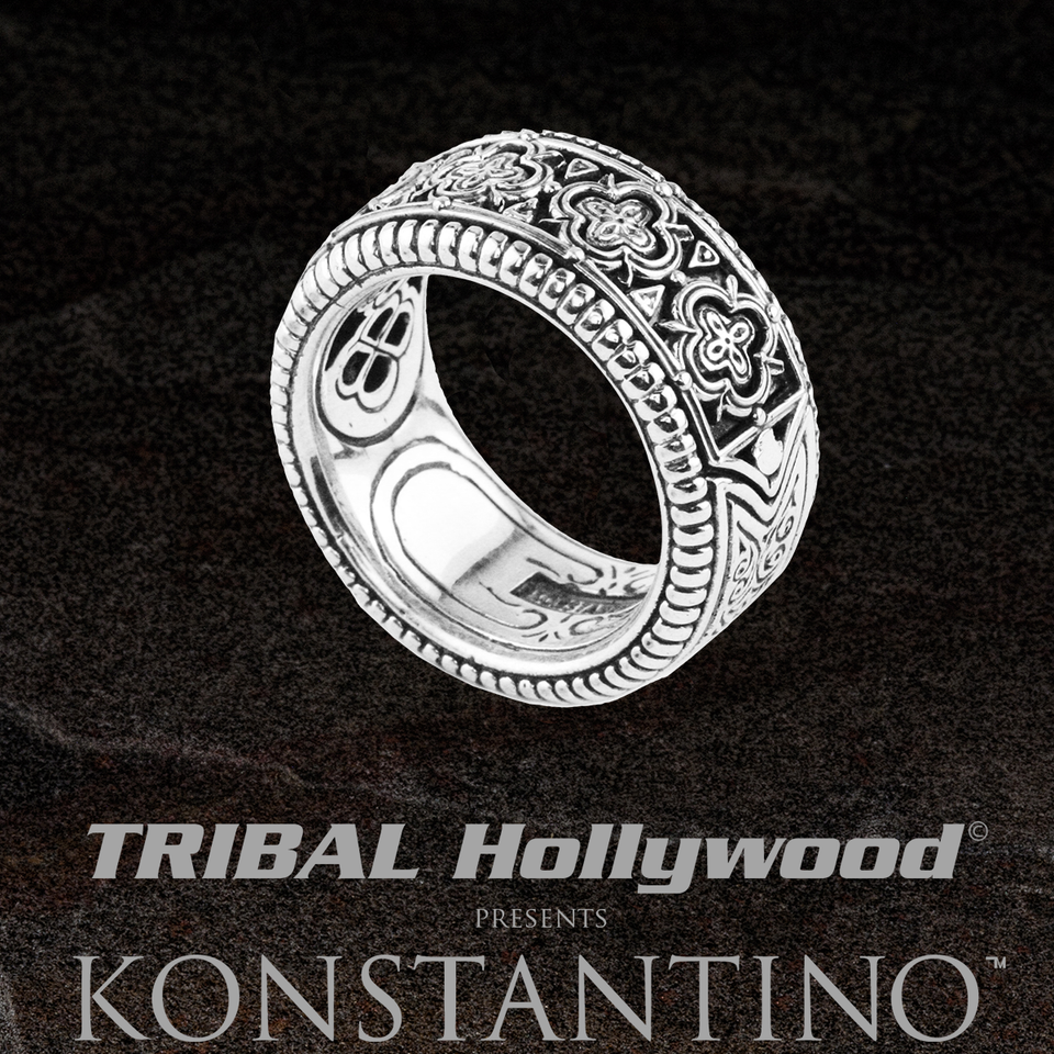 Konstantino ZEUS SCROLLWORK RING Carved Silver Band Ring for Men