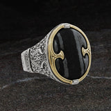 Konstantino FERRITE SHIELD RING Silver and 18k Gold Mens Ring