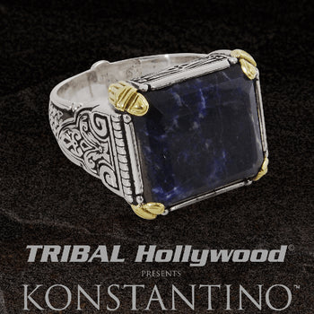 Konstantino BLUE TALISMAN RING in Sodalite and Silver with 18k Gold