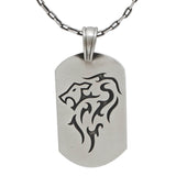 SENTOSA Lion Dog Tag Pendant in Silver with Chain