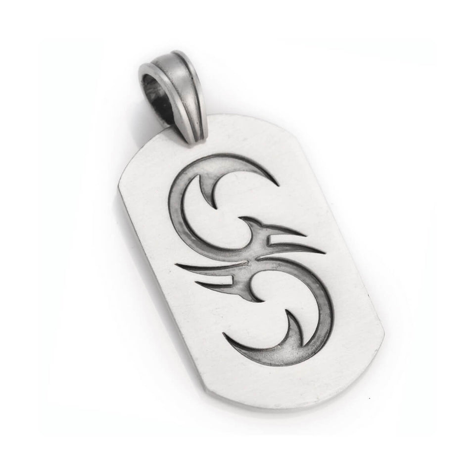 DOUBLE STING SNAKE CURVE DOG TAG PENDANT in SILVER