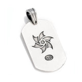 DOUBLE STING SNAKE CURVE DOG TAG PENDANT in SILVER - Back Side