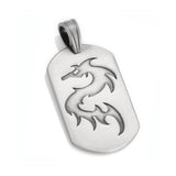 NUWA CHINESE DRAGON TATTOO DOGTAG PENDANT in Silver
