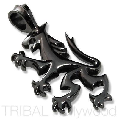 MANJUSRI'S ROYAL HERALDIC LION Pendant in Gunmetal