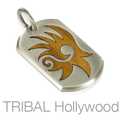 BENNU PHOENIX DOG TAG Pendant in Rosewood and Silver by Bico Australia 