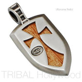 Galahad Shield Cross Dog Tag Pendant in Silver Back Side