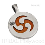 TRE Pendant in Rosewood and Silver Back Side