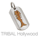 VITA PISCES Fish Dog Tag Pendant in Rosewood and Silver 