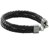 DOUBLE BOLO BLACK Braided Leather Mens Bracelet by BICO Australia