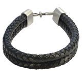 DOUBLE BOLO BLACK Braided Leather Mens Bracelet by BICO Australia