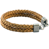 DOUBLE BOLO LIGHT BROWN Leather Mens Bracelet by BICO Australia