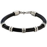 SMOKE DANCE Customizable Black Leather Mens Bracelet by BICO Australia
