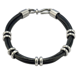 SMOKE DANCE Customizable Black Leather Mens Bracelet by BICO Australia