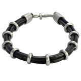 SMOKE DANCE Customizable Black Leather Mens Bracelet by BICO Australia