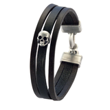 VIGILANT TRIPLE STRAND Black Leather Skull Bracelet by BICO Australia