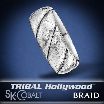 HAMMERED BRAID Ring SK Cobalt Men's Wedding Band by Scott Kay