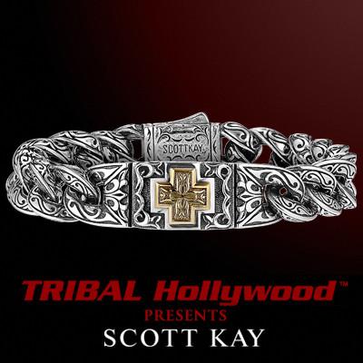 A GOLD CROSS UnKaged Sterling Silver Bracelet by Scott Kay Mens Jewelry | Tribal Hollywood