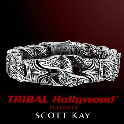 GUARDIAN Sparta Engraved Scott Kay Mens Sterling Silver Bracelet