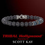 BLACK ONYX WITH BLUE APATITE AND AGED SILVER CLUSTER Bead Bracelet by Scott Kay