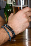 BLACK ONYX WITH BLUE APATITE AND AGED SILVER CLUSTER Bead Bracelet by Scott Kay
