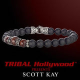 BLACK ONYX WITH RED TIGERS EYE AND AGED SILVER CLUSTER Bead Bracelet by Scott Kay