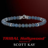 BLUE APATITE Thin Width Beaded Bracelet by Scott Kay