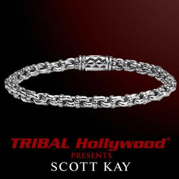 SAMURAI SIGNATURE LINK Thick Width Mens Silver Bracelet by Scott Kay