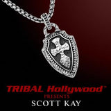 UnKaged HAMMERED CROSS SHIELD Mens Sterling Silver Necklace - Scott Kay Men's Jewelry