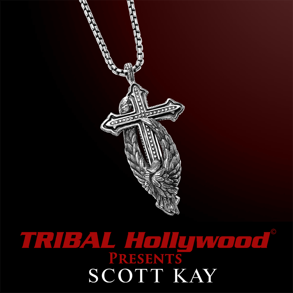 PROTECTING THE CROSS ANGEL Small Silver Necklace by Scott Kay