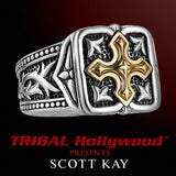 UnKaged Gold GOTHIC CROSS Sterling Silver Mens Ring - Scott Kay 